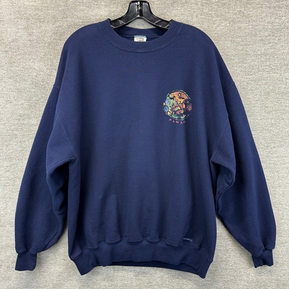 VTG 90s Crazy Shirts Hawaii Sweatshirt Ki'i Pohaku Stone Art Print Crewneck‎ L